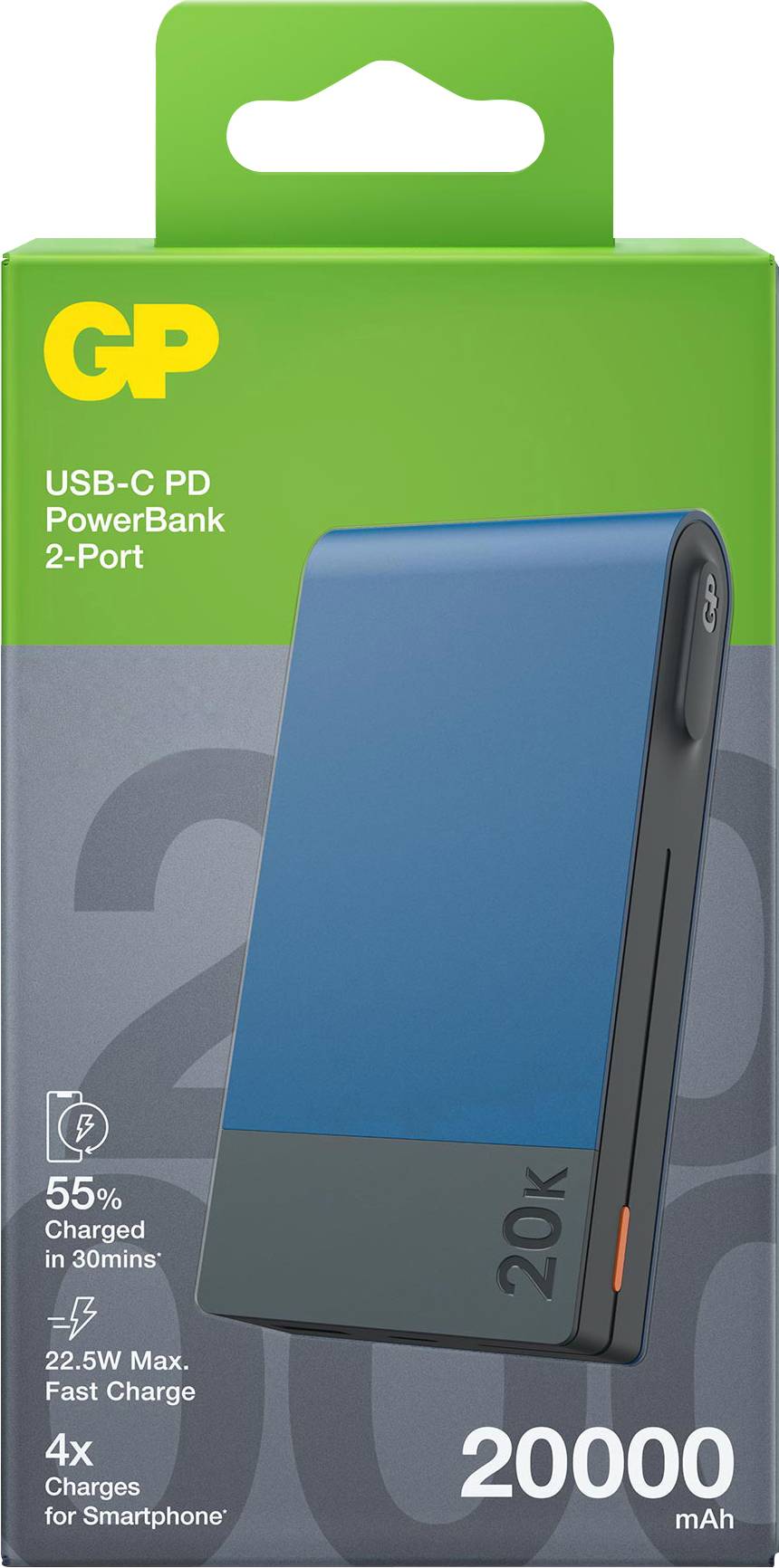 GP GPPBM20BBLMSR907 Powerbank (batterie supplémentaire) 20000 mAh Power Delivery Li-Ion bleu