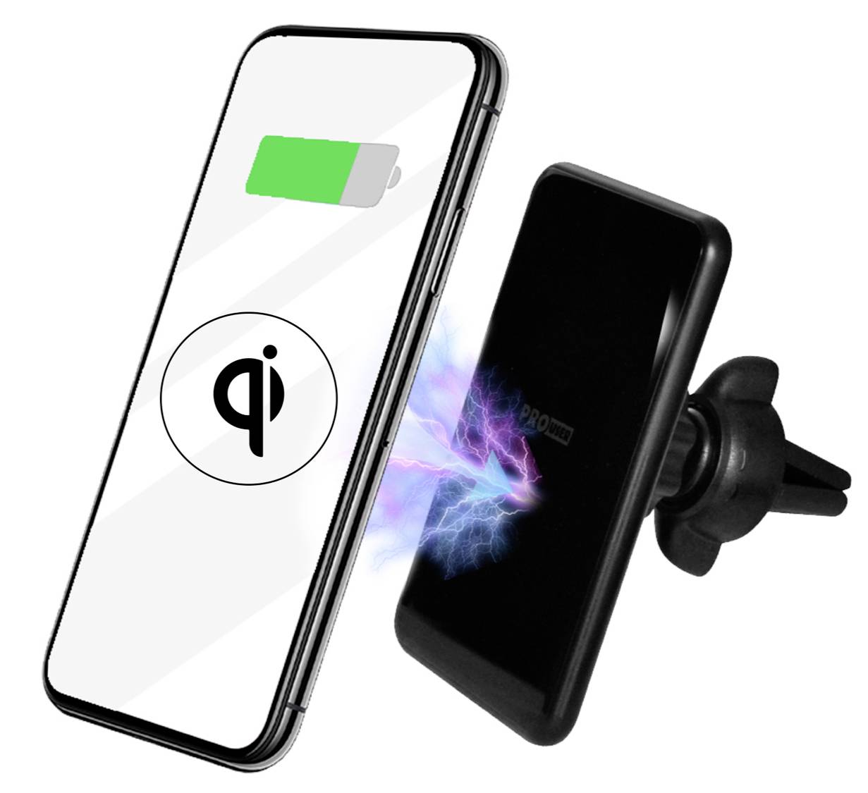 ProUser WCM1 grille de ventilation, pastille adhésive Support de téléphone portable pour voiture avec fonction de charge par