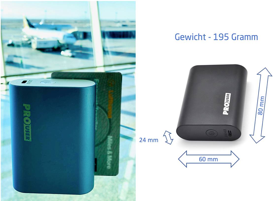 ProUser Powerbank (batterie supplémentaire) 10000 mAh Quick Charge 3.0, Power Delivery 3.0 Li-Ion USB-C® noir Affichage du statut