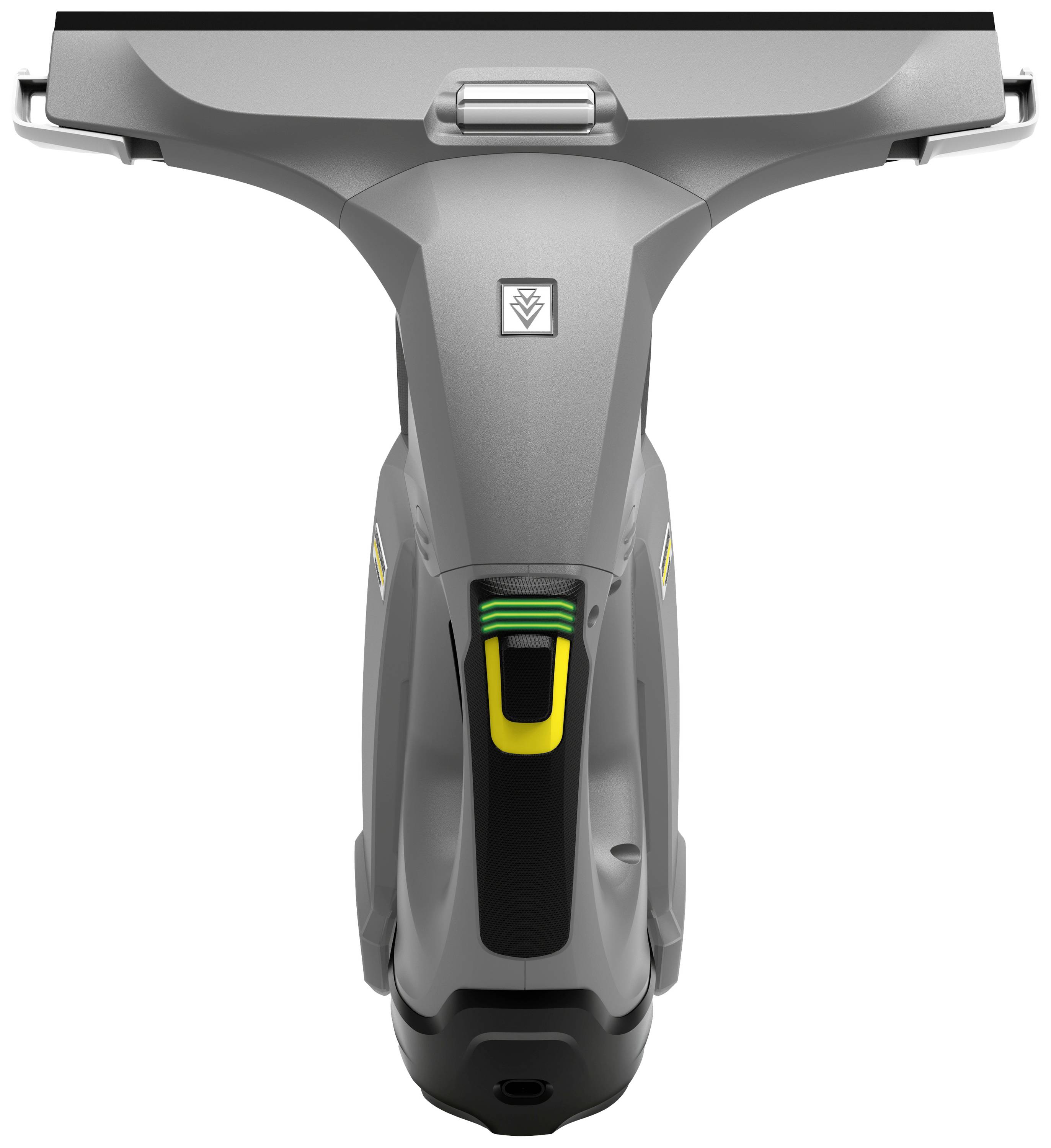 Aspirateur gris pour vitres avec une poignée ergonomique et une large tête d'aspiration. Idéal pour un nettoyage rapide et sans traces des surfaces vitrées.