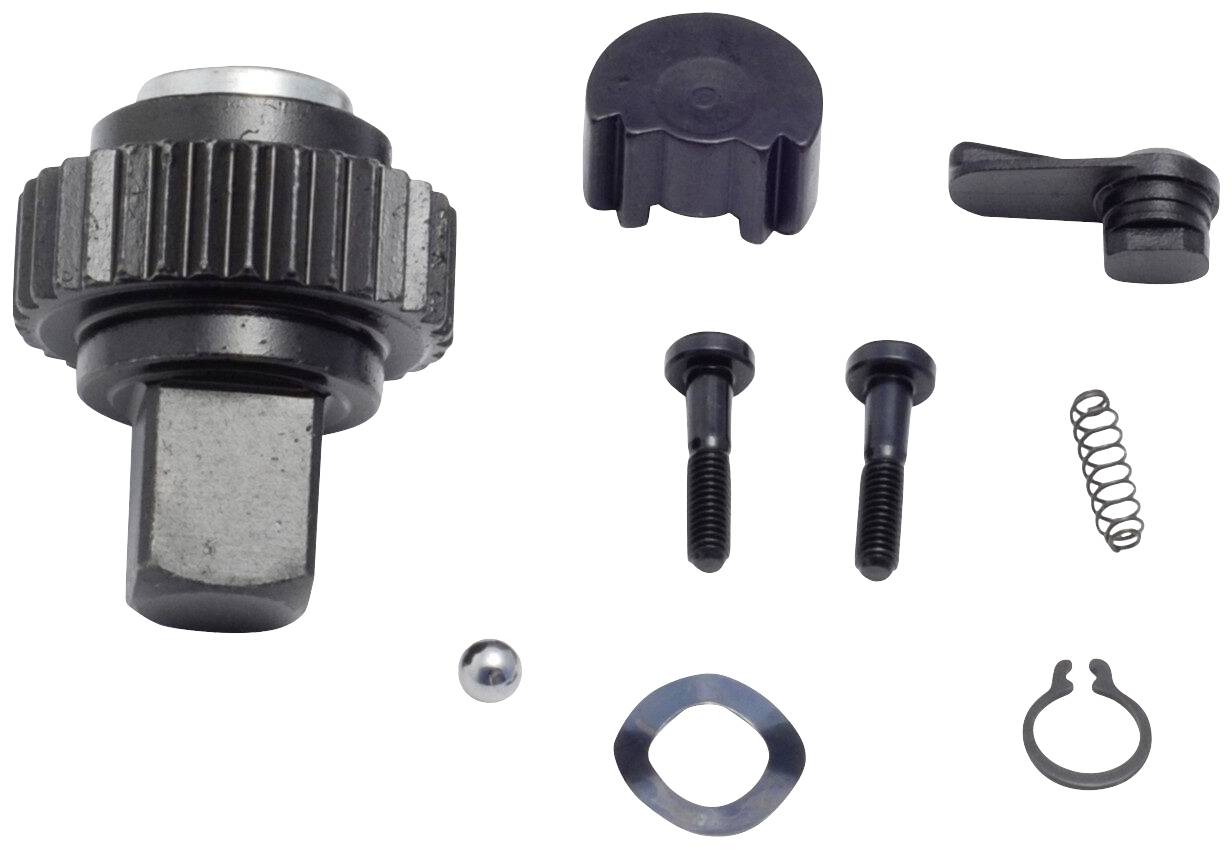 Mécanisme de cliquet démontable avec engrenages, vis et ressorts. Adapté pour la réparation et le remplacement des outils à cliquet.