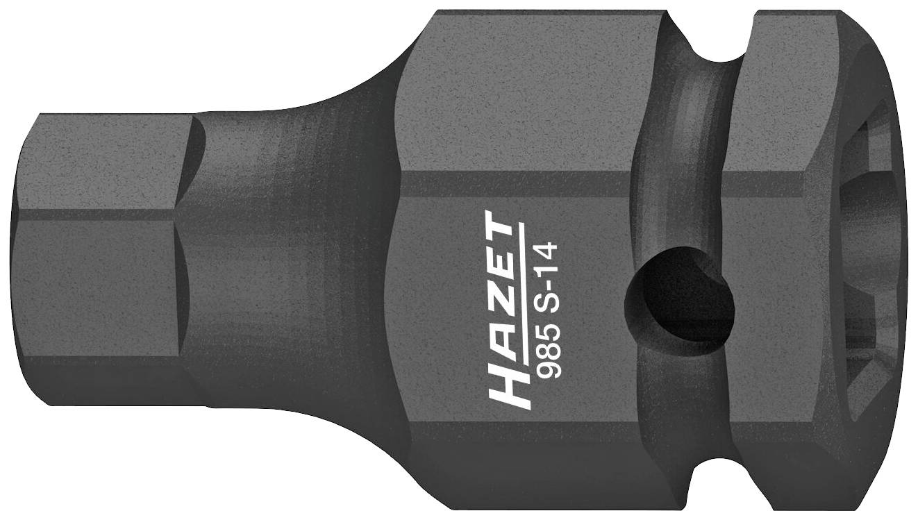 Douille à impact noire Hazet modèle 985 S-14. Fréquemment utilisée pour certaines réparations automobiles.