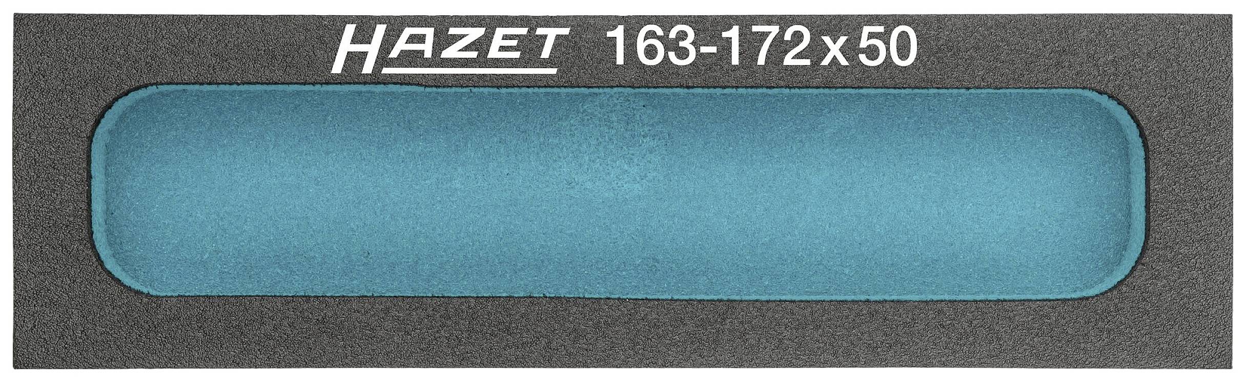 Un insert d'outil HAZET, rectangulaire avec un encart bleu, numéro '163-172x50', pour le rangement des outils.