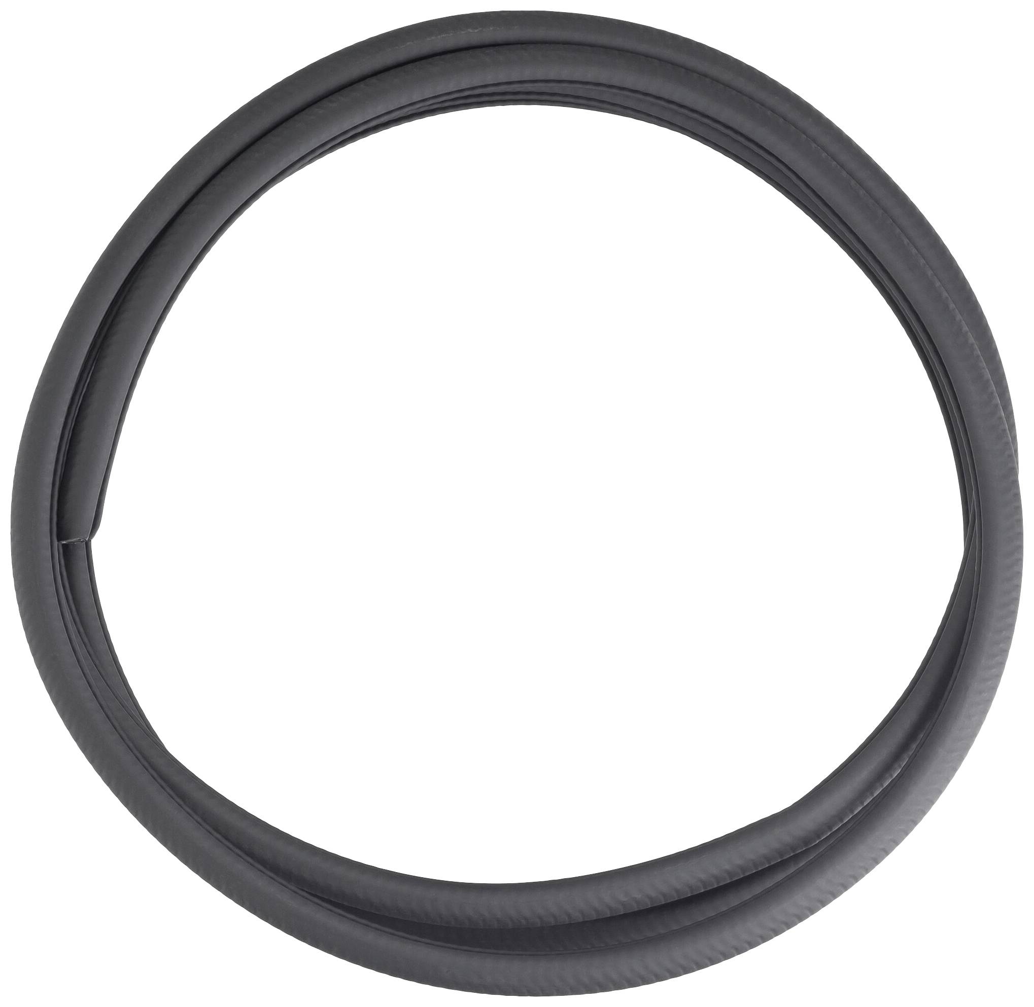 Un tube de vélo noir et circulaire sur un fond blanc.
