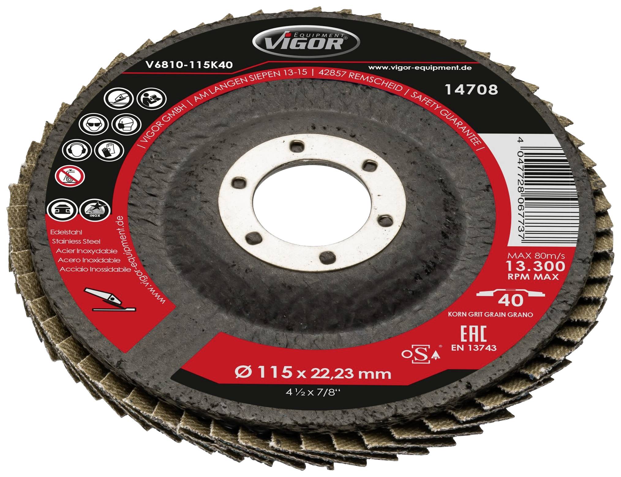 Vigor V6810-115K60 Disque segmenté Diamètre 115 mm 10 pc(s)