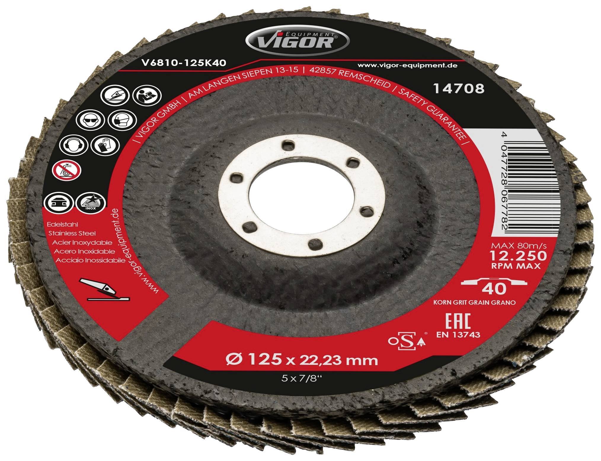 Vigor V6810-125K60 Disque segmenté Diamètre 125 mm 10 pc(s)