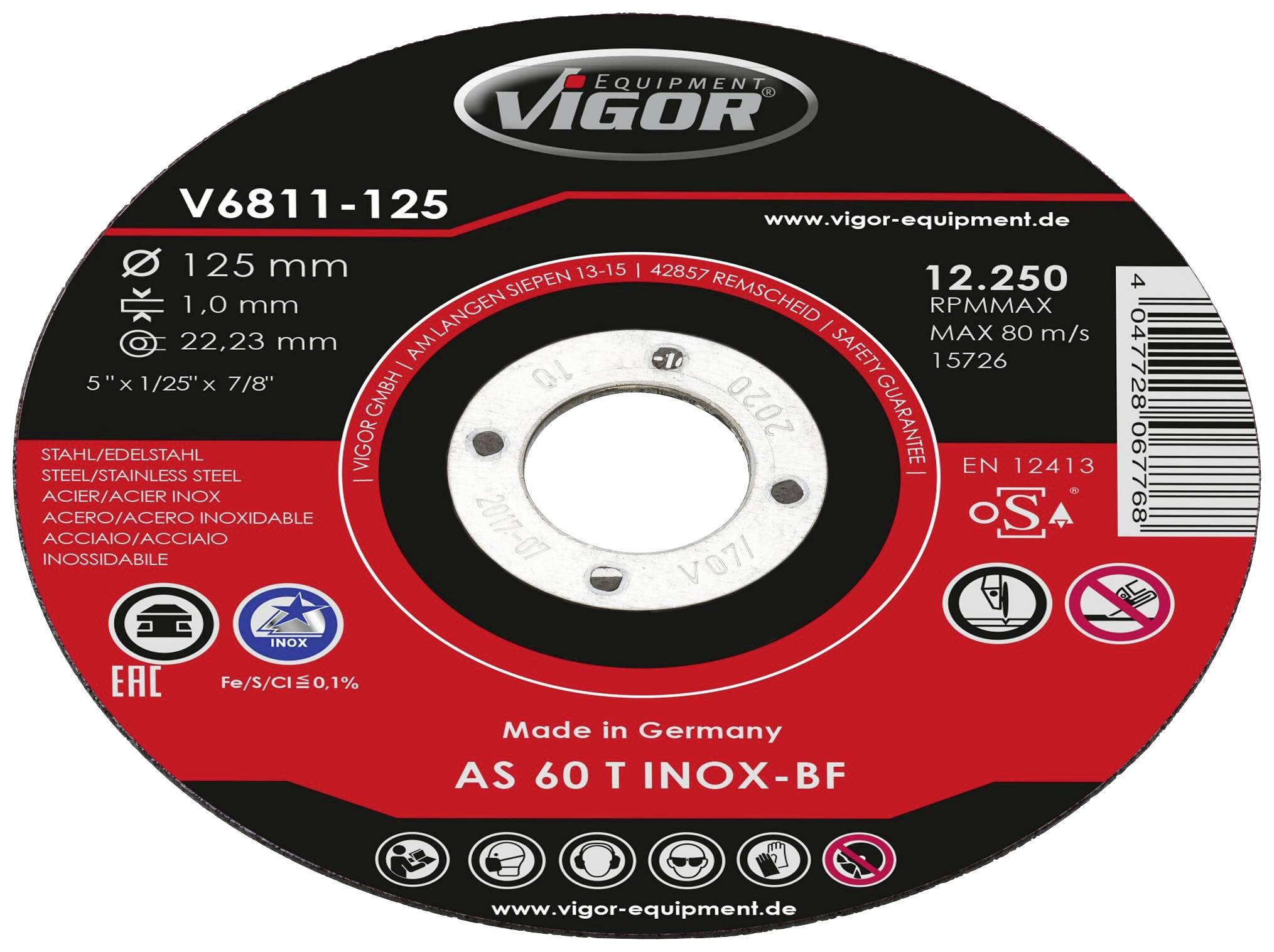 Vigor V6811-125 V6811-125 Jeu de disque à tronçonner 125 mm 1 pc(s)