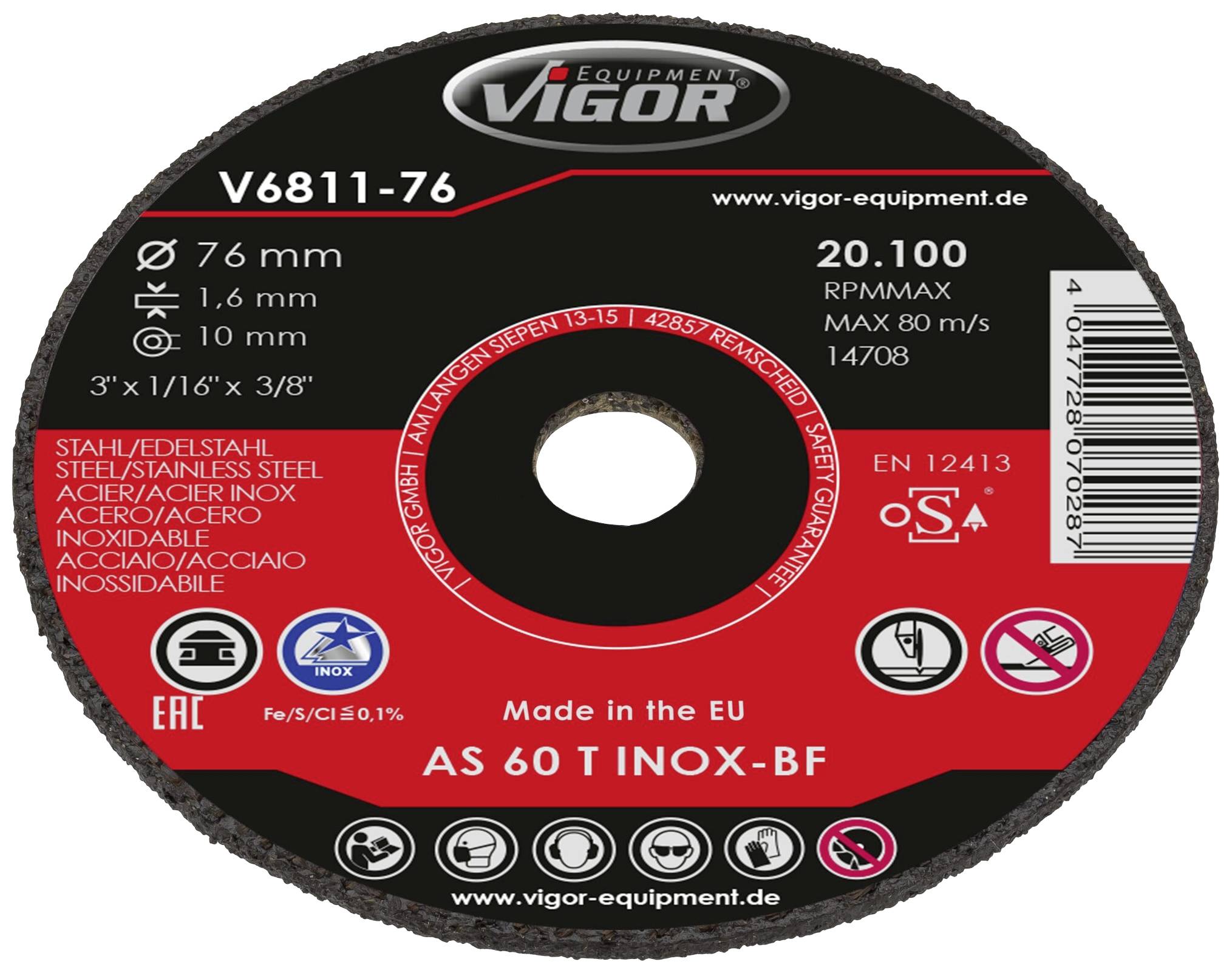 Vigor V6811-76 V6811-76 Jeu de disque à tronçonner 76 mm 1 pc(s)