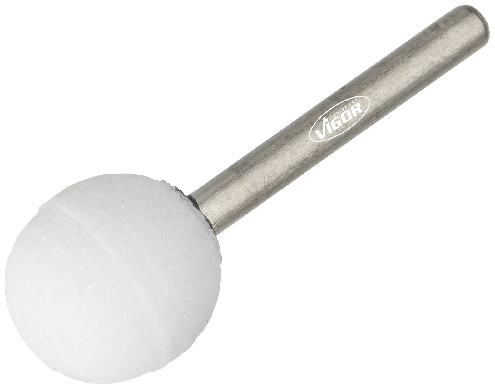 Une bille métallique avec une tête de meulage blanche, utilisée pour le traitement des surfaces.