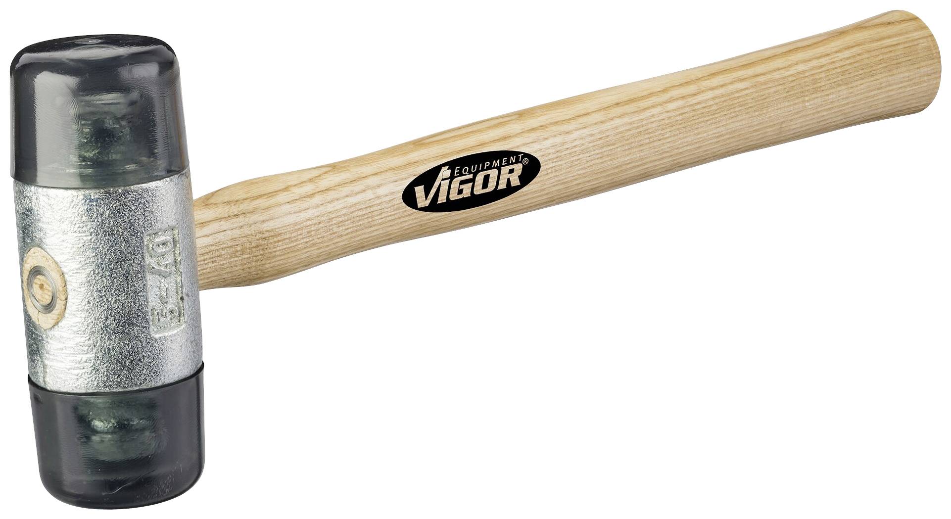 Marteau en caoutchouc à manche en bois, design robuste, utilisé pour des frappes délicates sans endommager les surfaces.