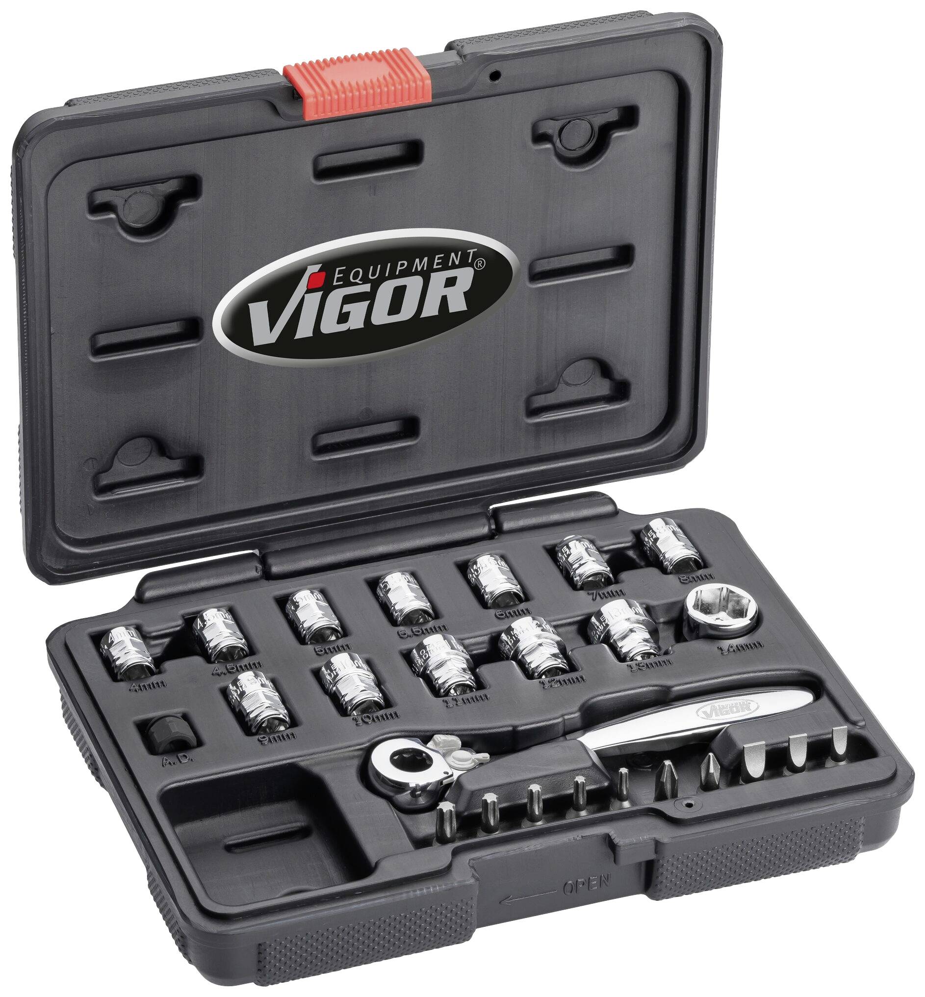 Vigor V5202 Jeu de clés à douille 1/4" (6.3 mm) V5202