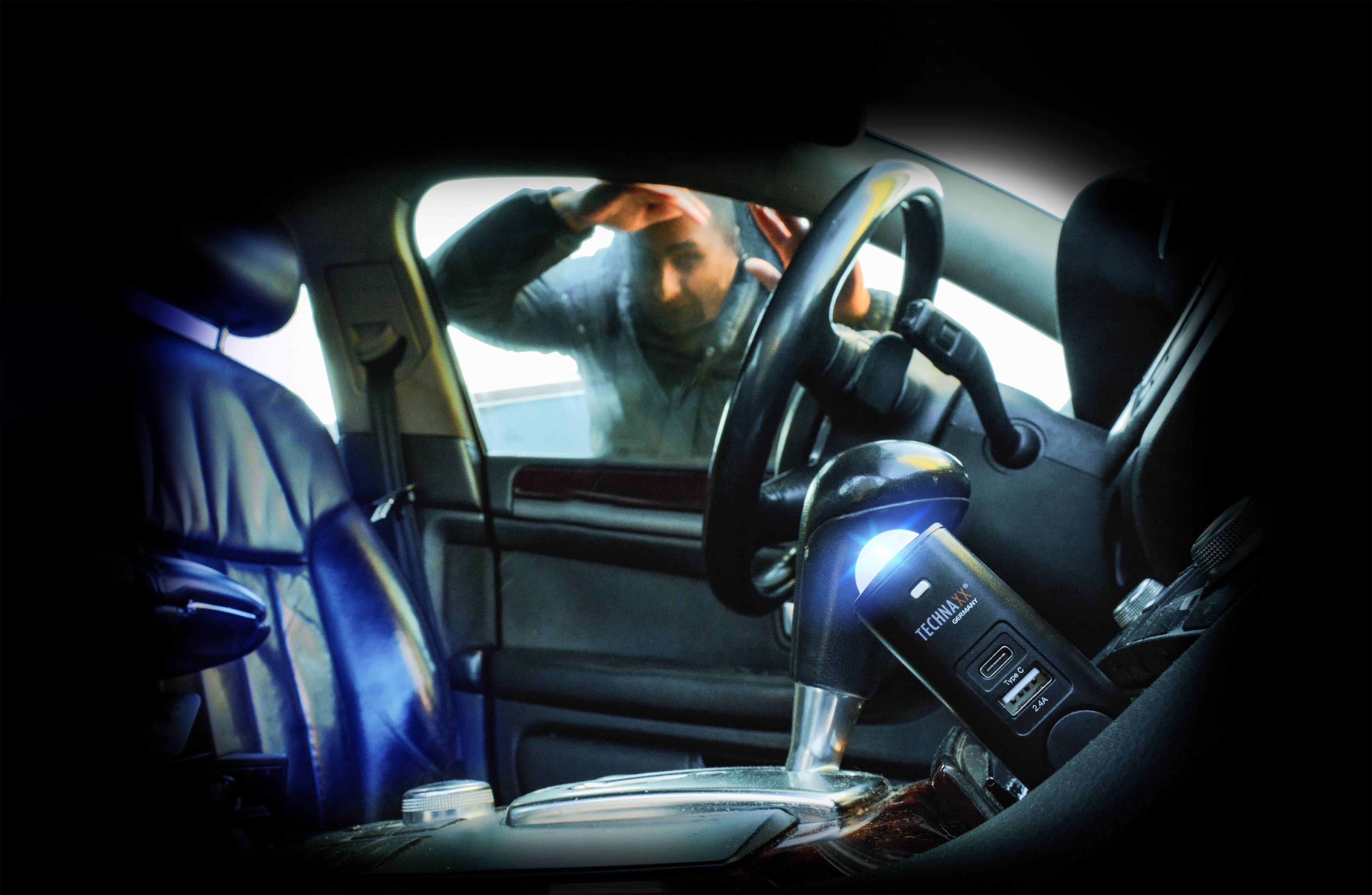 Technaxx TX-168 Système d'alarme auto avec télécommande, surveillance habitacle, LED intégrée (clignotante), accu intégré