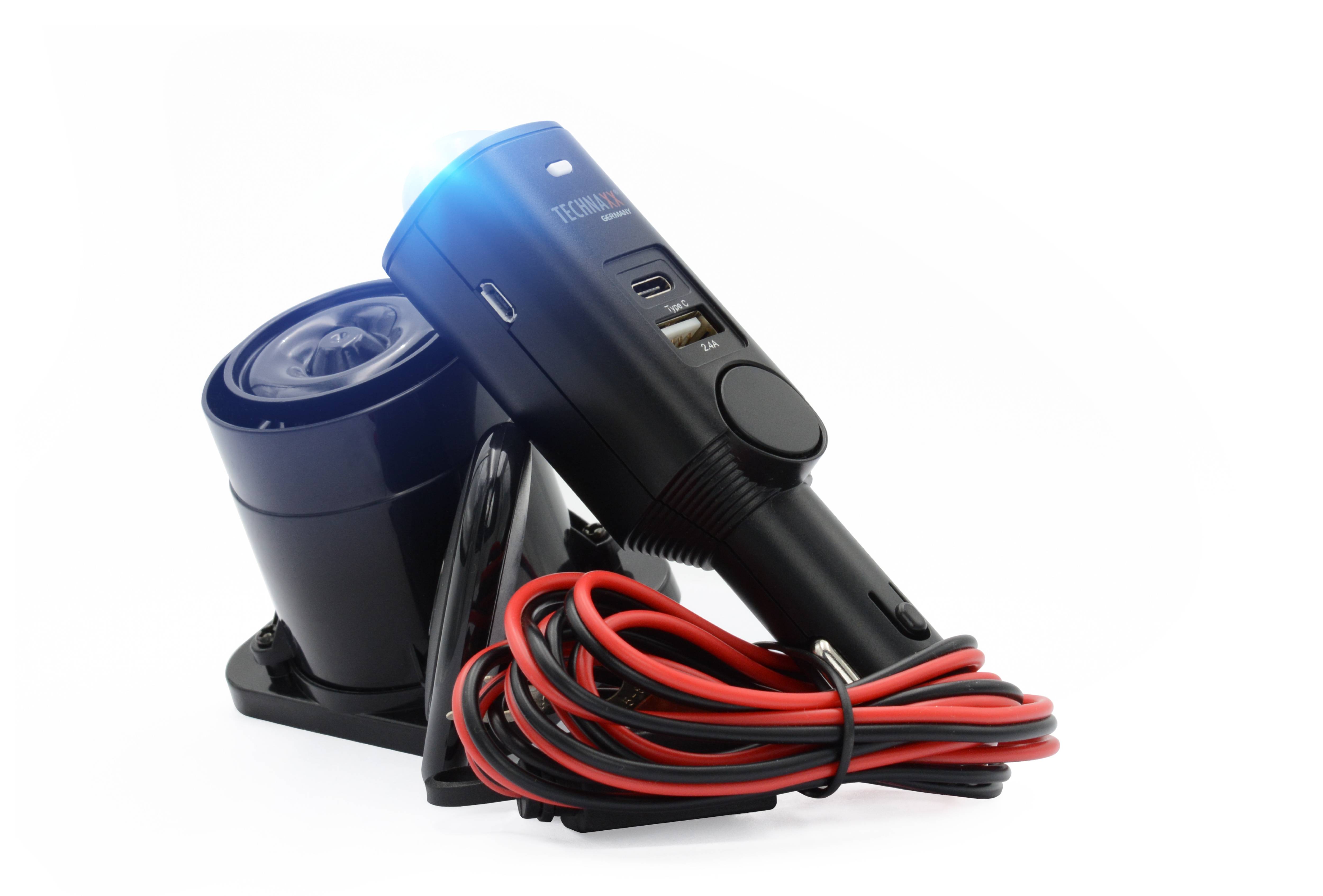 Technaxx TX-168 Système d'alarme auto avec télécommande, surveillance habitacle, LED intégrée (clignotante), accu intégré