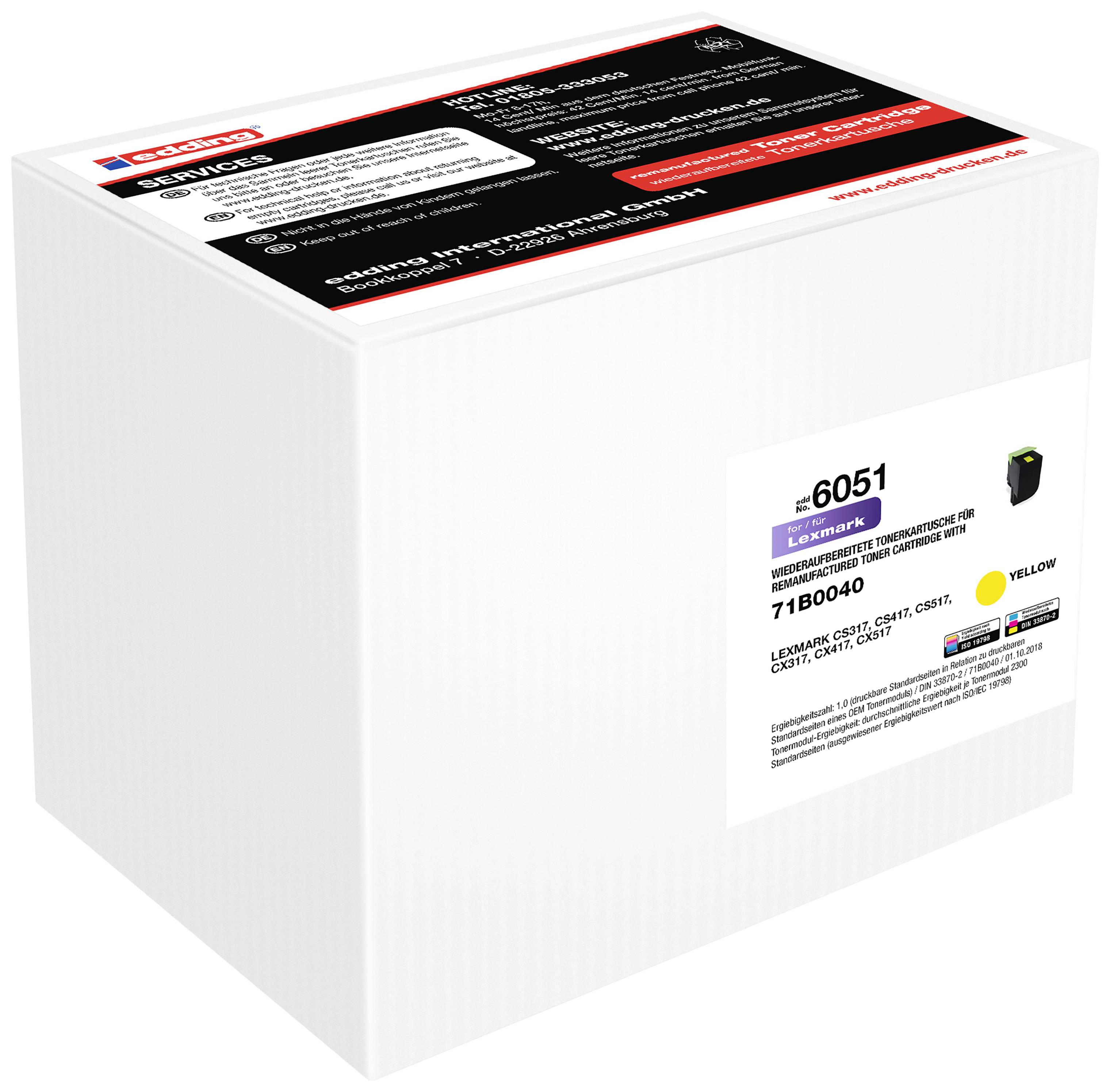 Edding Toner remplace Lexmark 71B0040 / 71B20Y0 compatible jaune 2300 pages EDD-6051 18-6051