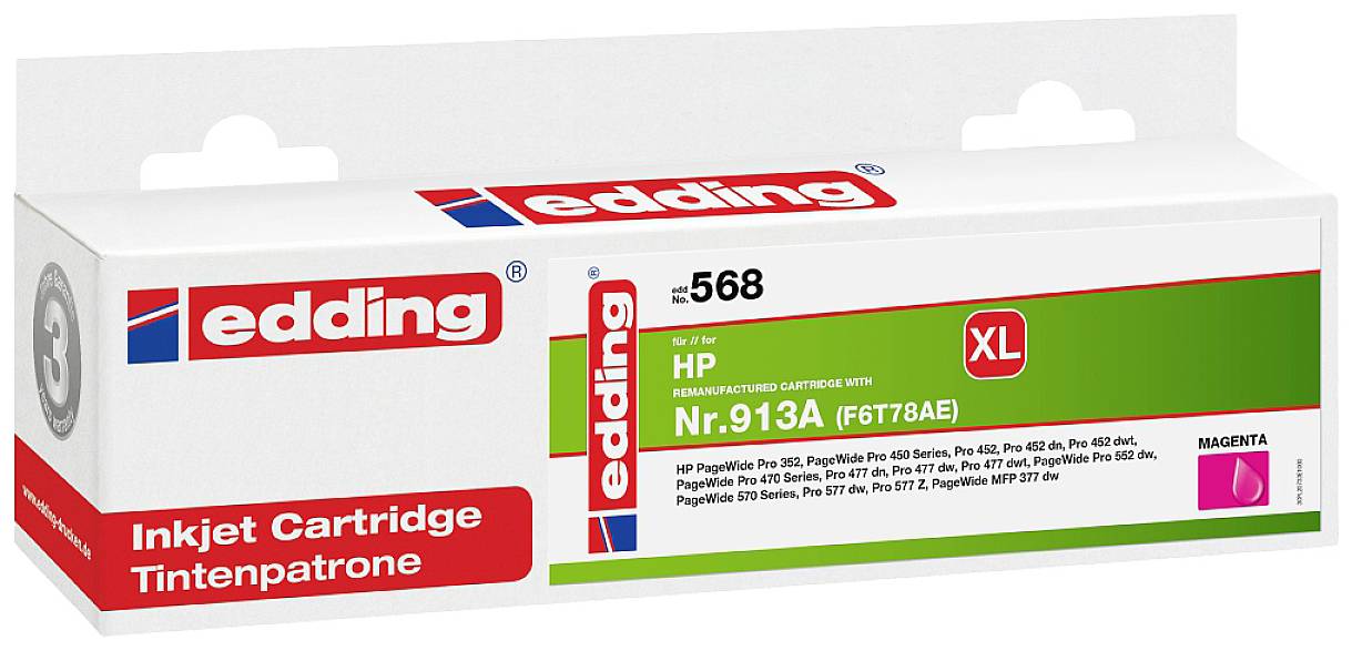 Edding Encre remplace HP 913A, F6T78AE compatible magenta EDD-568 18-568