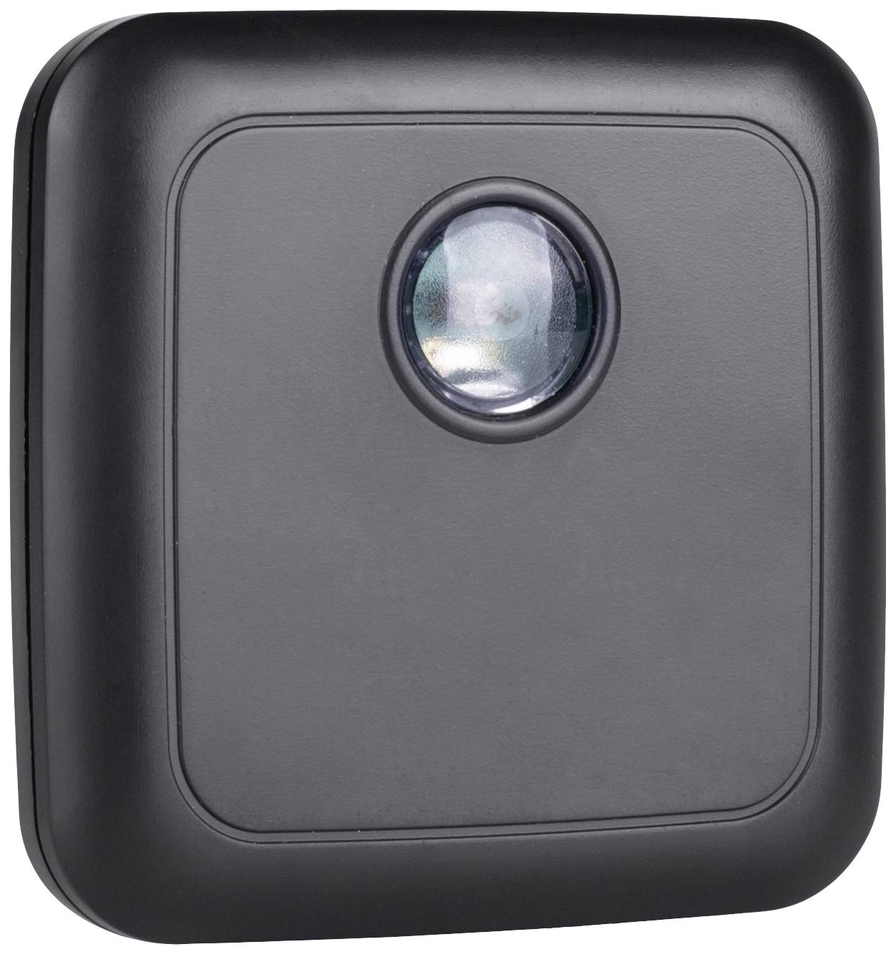 Appareil noir, rectangulaire, doté d'un élément central à lentille circulaire. L'utilisation pourrait concerner la surveillance ou la technologie de capteurs.