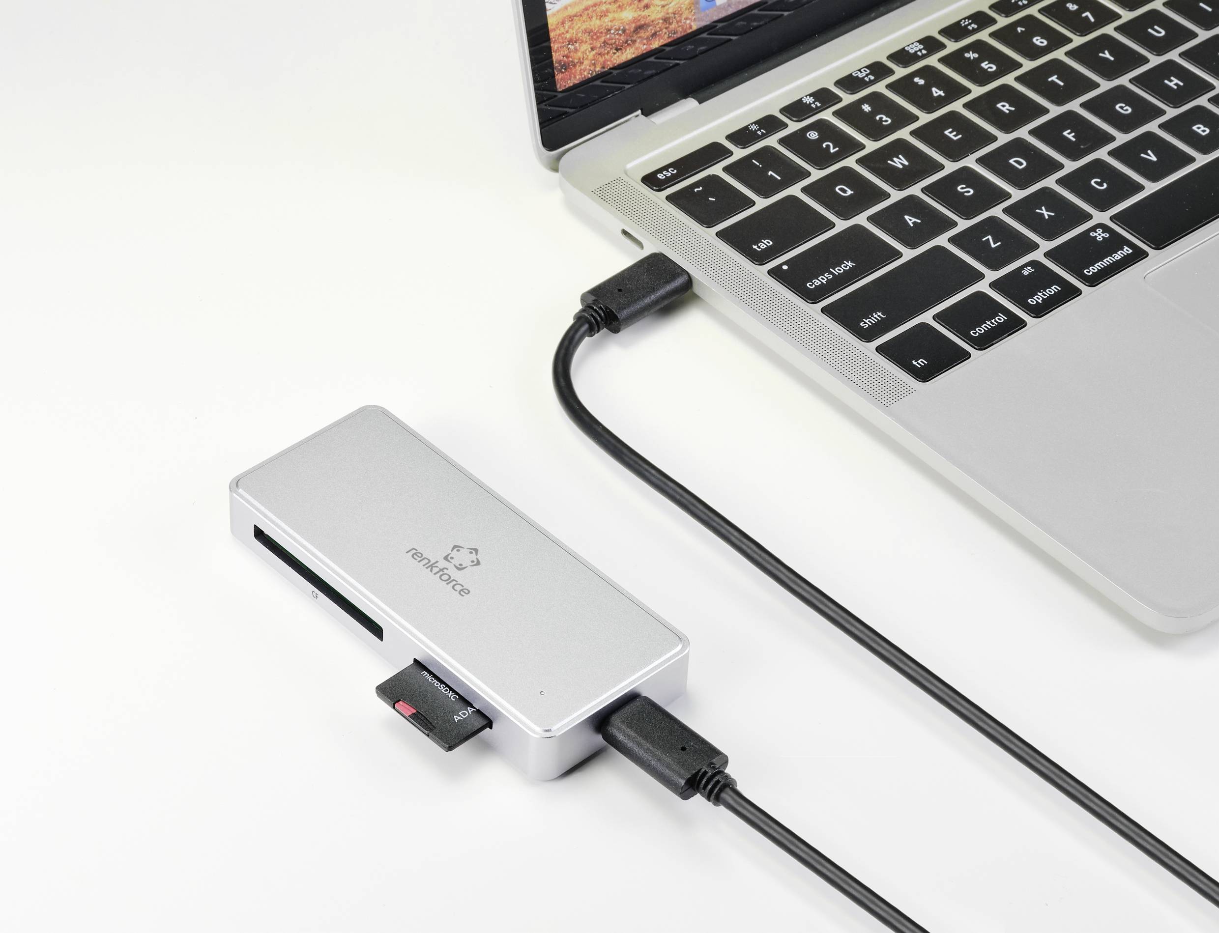 Renkforce RF-PCR-400 Hub / lecteur de carte mémoire externe USB-C® (USB 3.2 Gen 1), USB-A argent