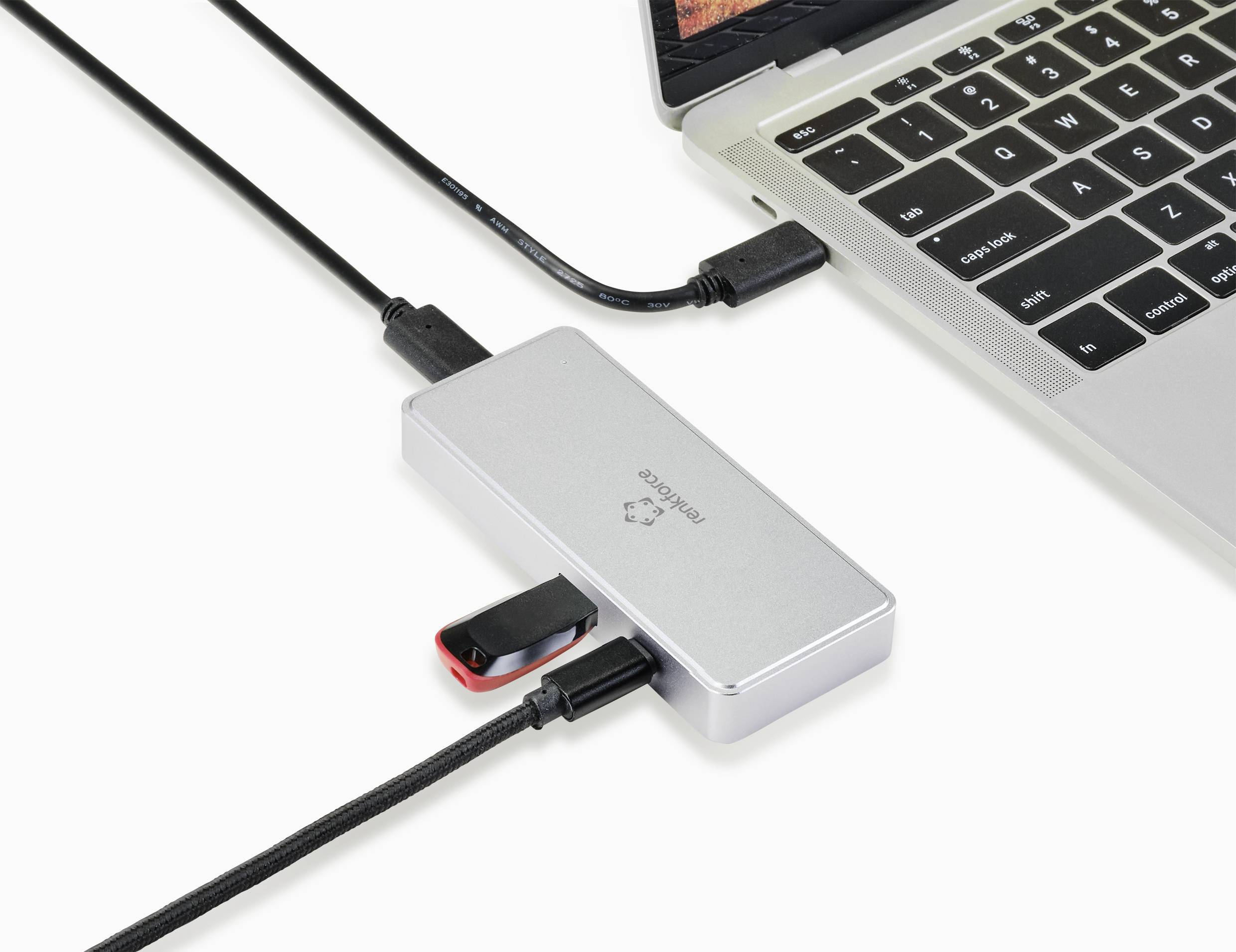 Renkforce RF-PCR-400 Hub / lecteur de carte mémoire externe USB-C® (USB 3.2 Gen 1), USB-A argent