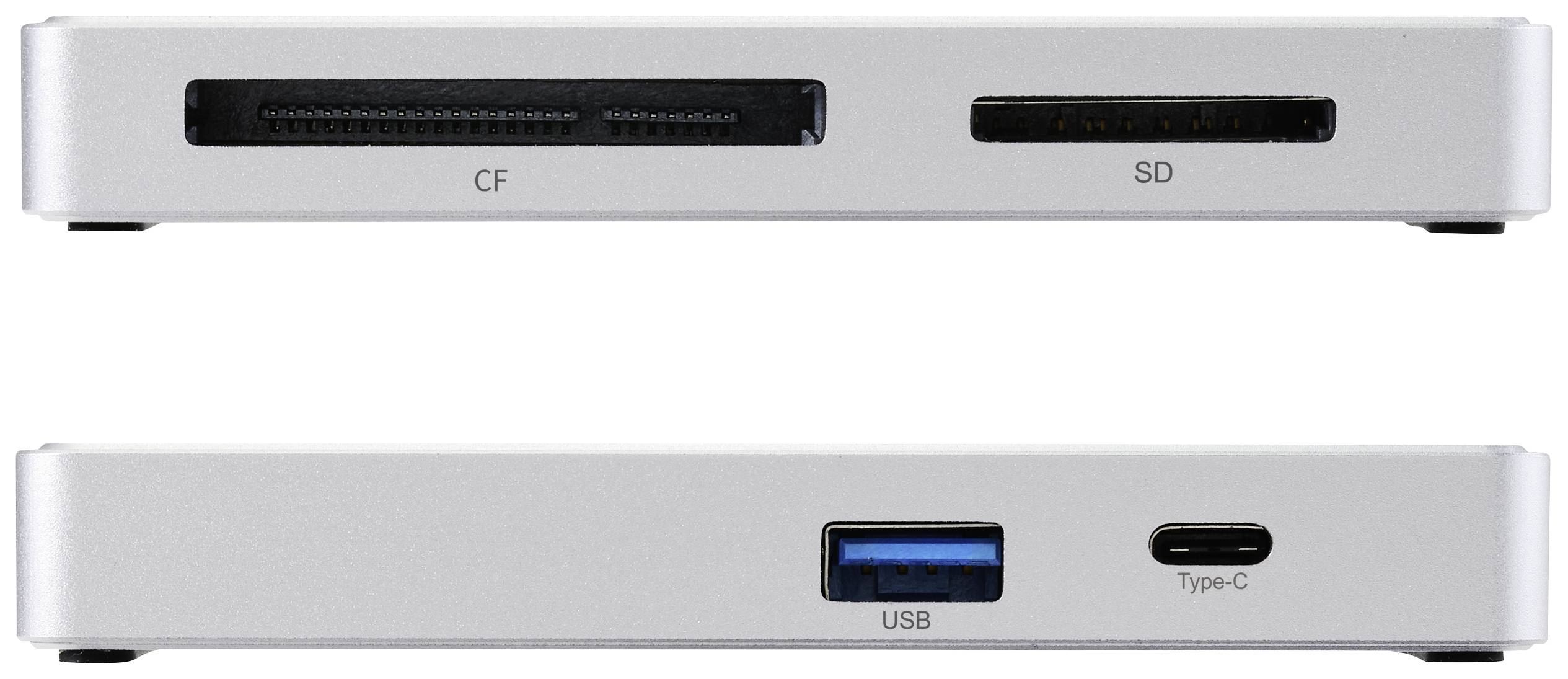 Renkforce RF-PCR-400 Hub / lecteur de carte mémoire externe USB-C® (USB 3.2 Gen 1), USB-A argent