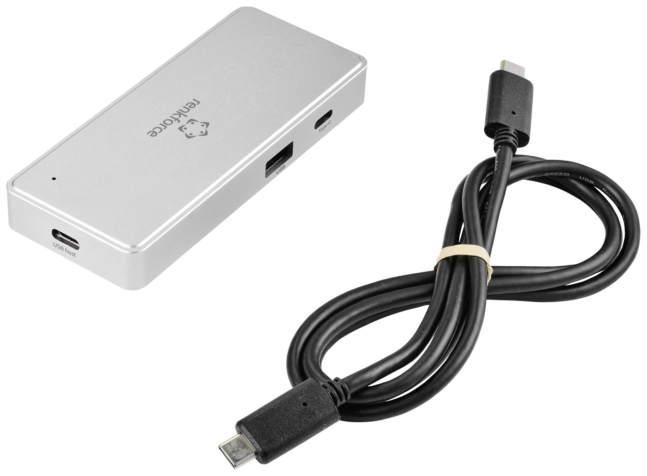 Renkforce RF-PCR-400 Hub / lecteur de carte mémoire externe USB-C® (USB 3.2 Gen 1), USB-A argent