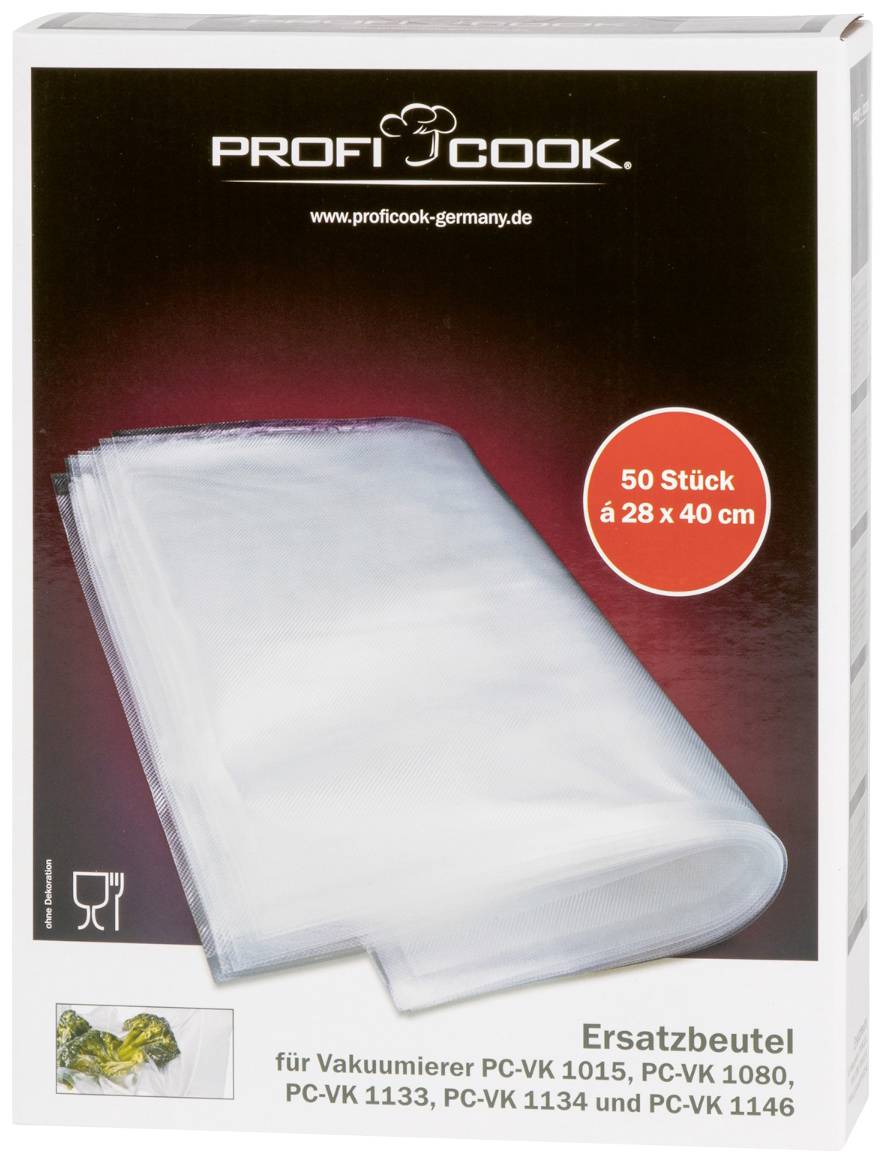 Profi Cook 8910152 50x sacs à vide de grande taille 28x40 cm