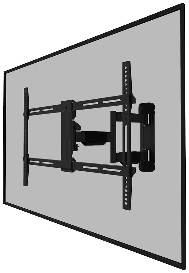 Un écran plat, monté sur un support mural noir, permet un ajustement et une inclinaison flexibles pour une visibilité optimale.