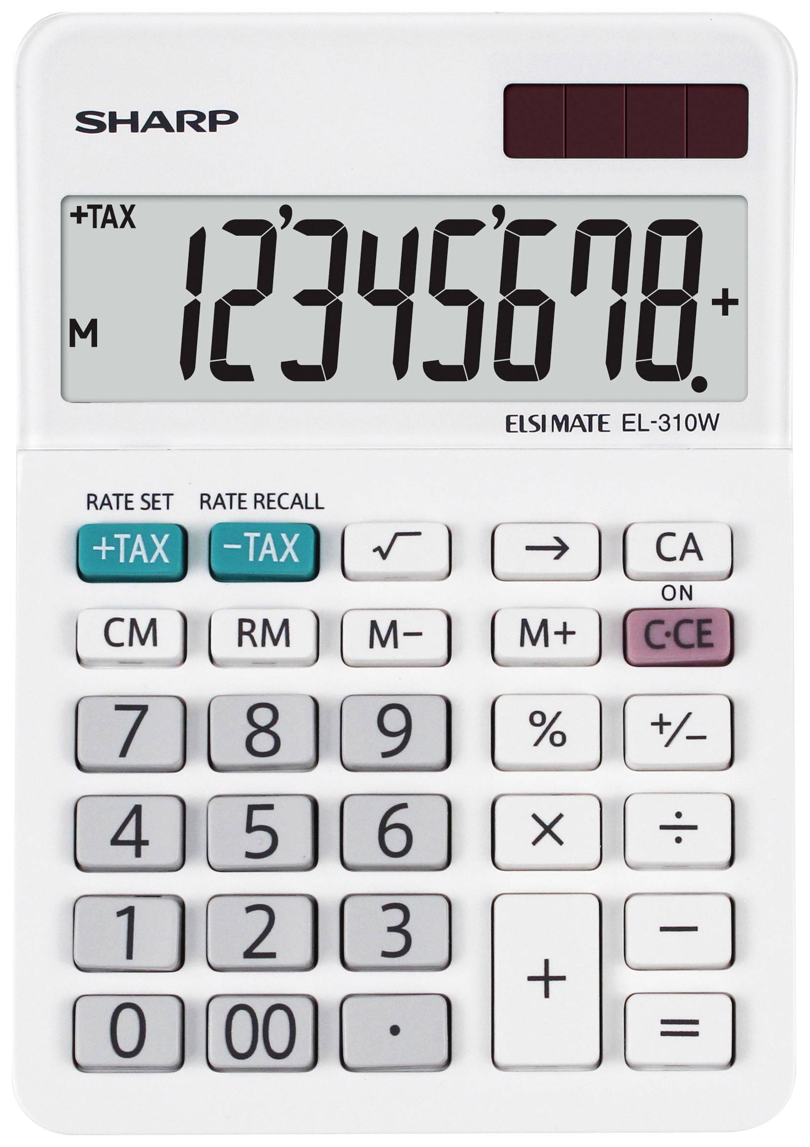 Sharp EL-310W Calculatrice de poche blanc Ecran: 8 à pile(s), solaire