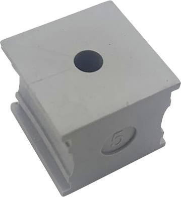 Dé gris avec un trou rond au centre et le chiffre '5' gravé sur un côté.