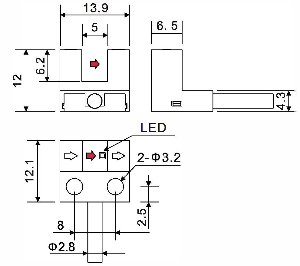 TRU COMPONENTS Barrière lumineuse à fourche SK-205NA-W TC-10329316 type L commutation en réception, commutation sans réception