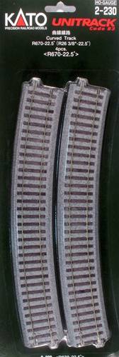 (H0) Kato Unitrack 2-230 Rail courbe 4 pc(s)