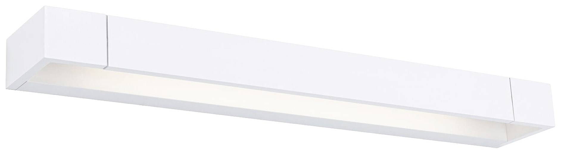 Luminaire blanc rectangulaire à diffusion lumineuse, adapté aux espaces intérieurs contemporains.