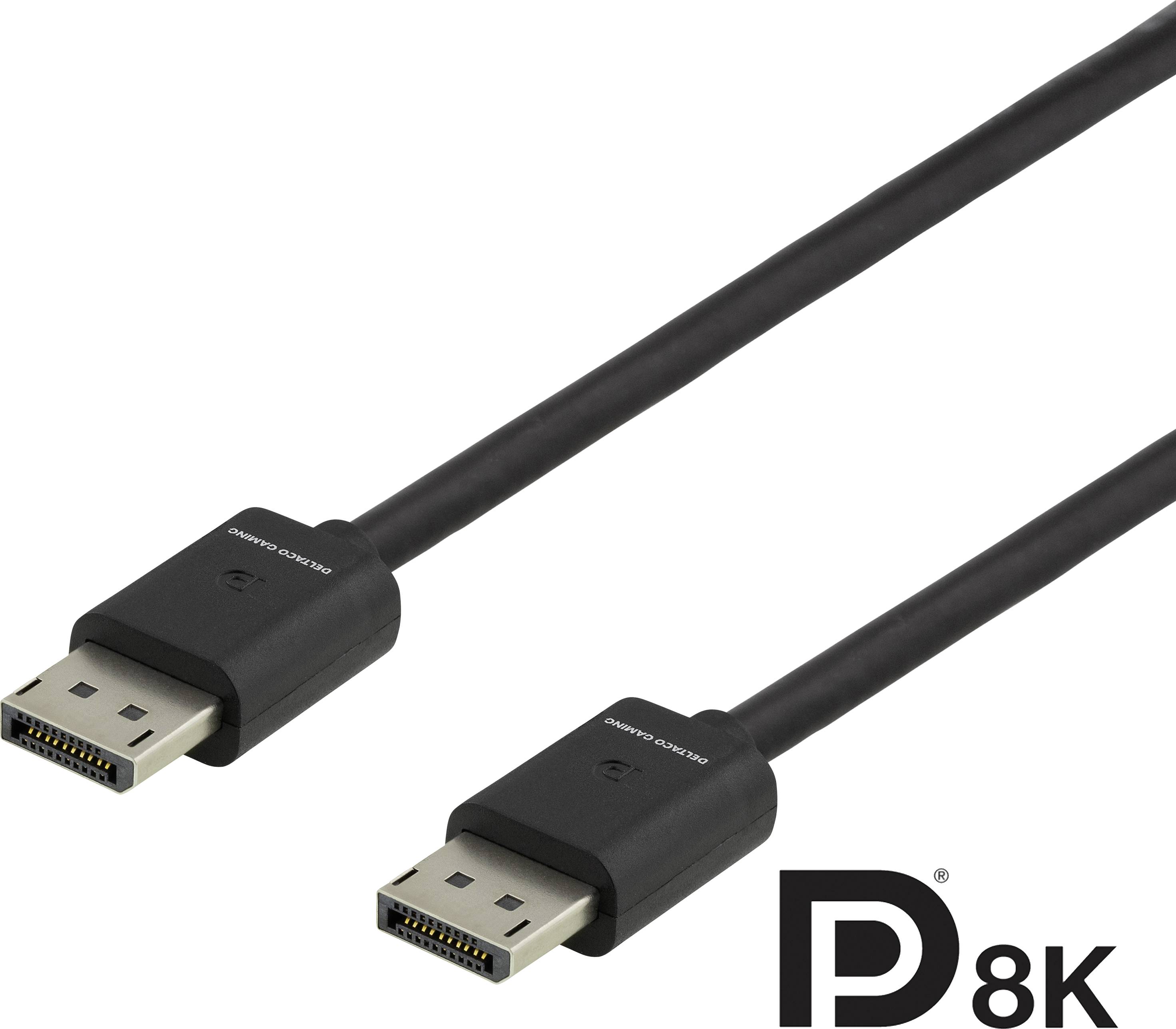 Câble de raccordement DELTACO GAMING DisplayPort Fiche mâle DisplayPort, Fiche mâle DisplayPort 2.00 m noir GAM-060 8K UHD Câble