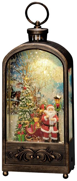 Konstsmide 4279-000 Lanterne à LED papa Noël blanc chaud LED marron rempli d'eau, minuteur