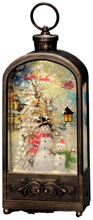 Konstsmide 4282-000 Lanterne à LED bonhomme de neige blanc chaud LED marron rempli d'eau, minuteur