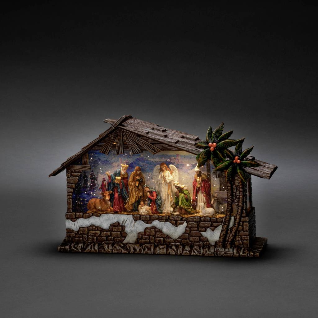 Konstsmide 4286-000 Lanterne à LED crèche blanc chaud LED marron rempli d'eau, minuteur