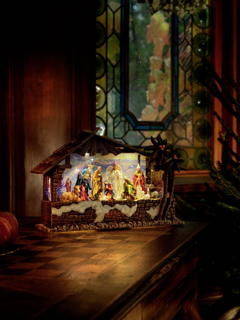 Konstsmide 4286-000 Lanterne à LED crèche blanc chaud LED marron rempli d'eau, minuteur