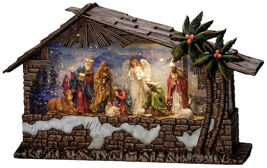 Konstsmide 4286-000 Lanterne à LED crèche blanc chaud LED marron rempli d'eau, minuteur