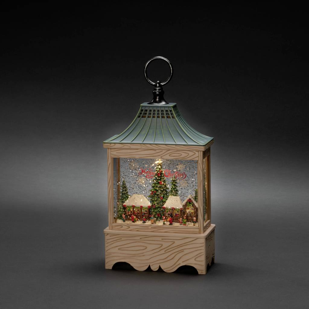 Konstsmide 4287-000 Lanterne à LED Marché de Noël blanc chaud LED naturel rempli d'eau, minuteur