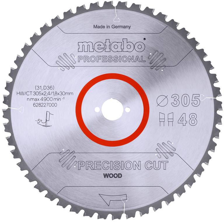 Metabo 628227000 Lame de scie circulaire 305 mm Nombre de dents: 48 1 pc(s)