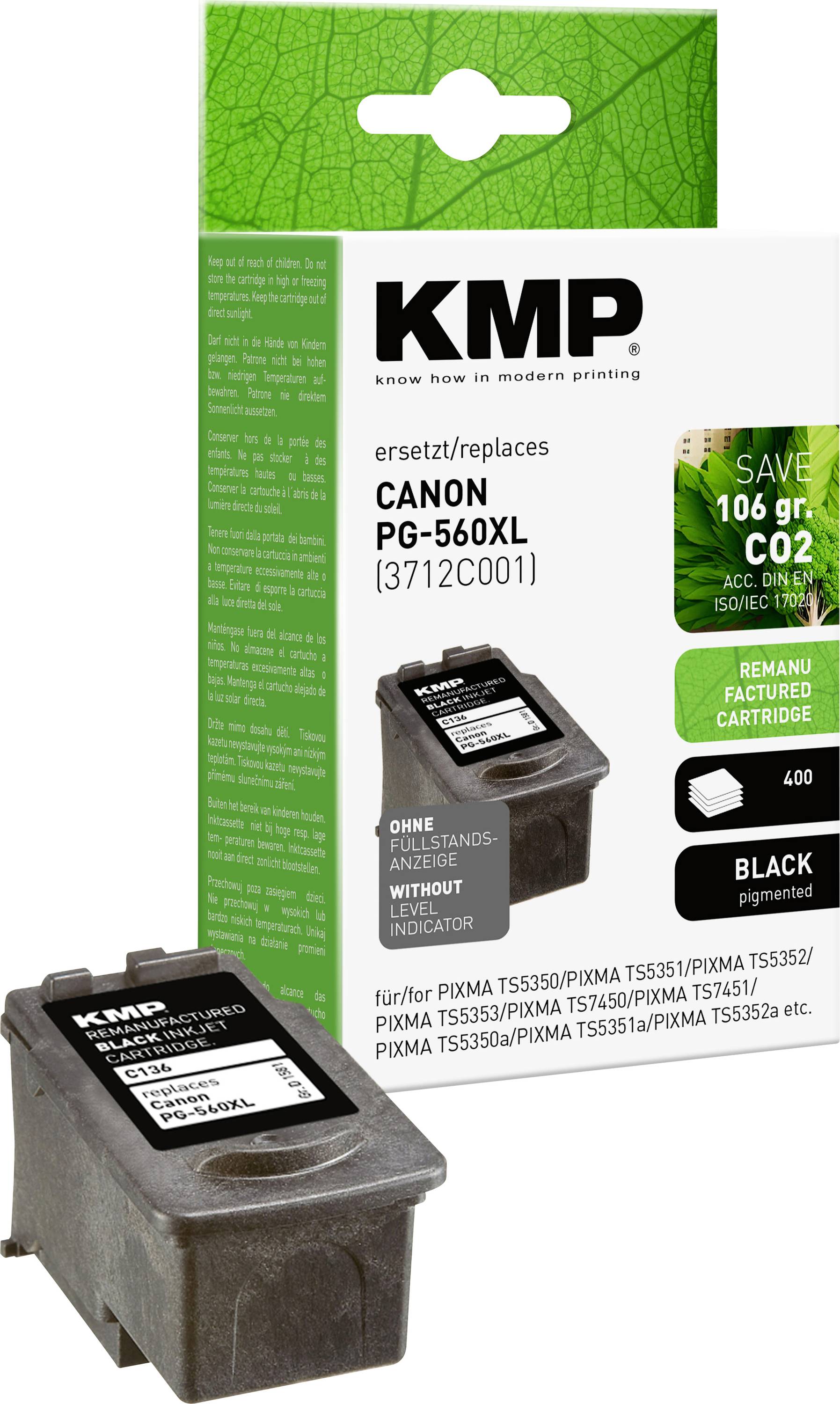 KMP Encre remplace Canon PG-560 XL compatible noir C136 1581,4001