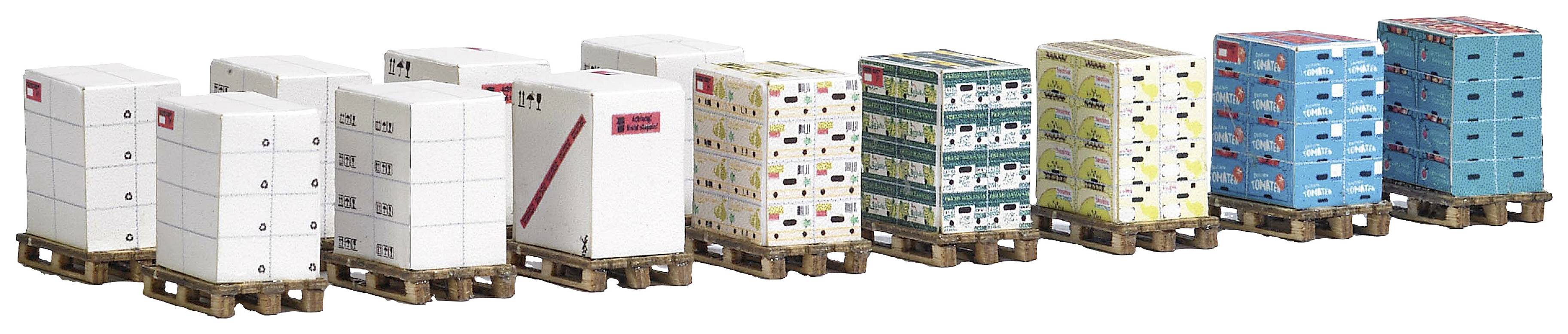 Busch 1812 H0 12 palettes avec cartons kit