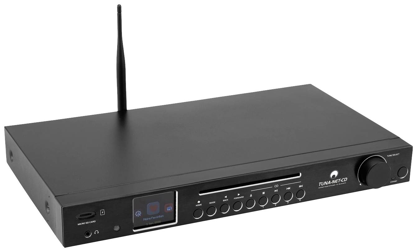Omnitronic TUNA-NET-CD Radio-lecteur CD Internet DAB+, Internet, FM CD, SD, Bluetooth, WiFi, radio internet avec télécommande