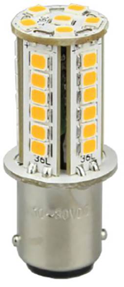 Une ampoule LED au design cylindrique avec des modules LED jaune vif sur sa surface extérieure. Elle est intégrée dans un socle métallique.