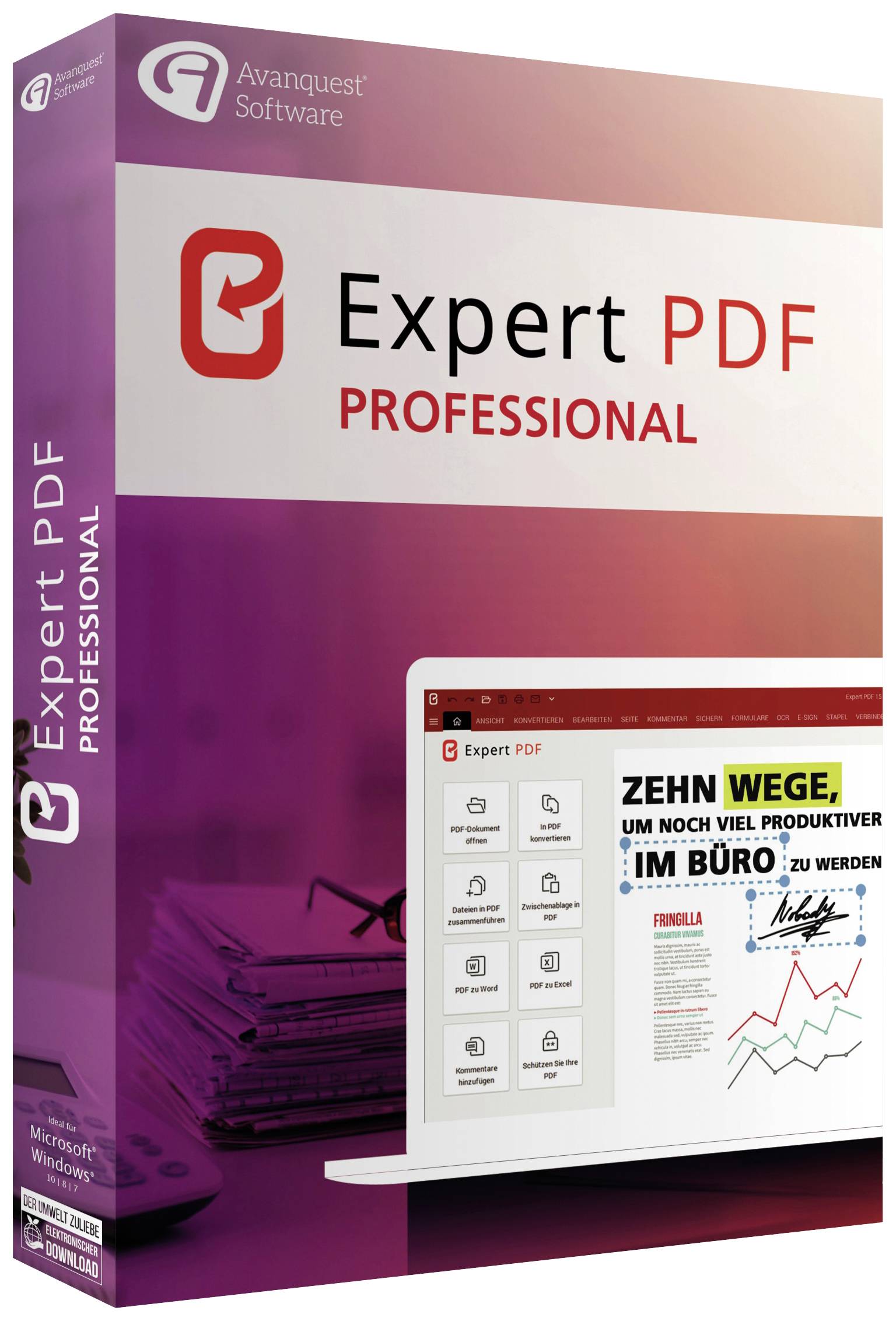 Avanquest Expert PDF 15 Professional (Code in a Box) version complète, 1 licence Windows Logiciel PDF
