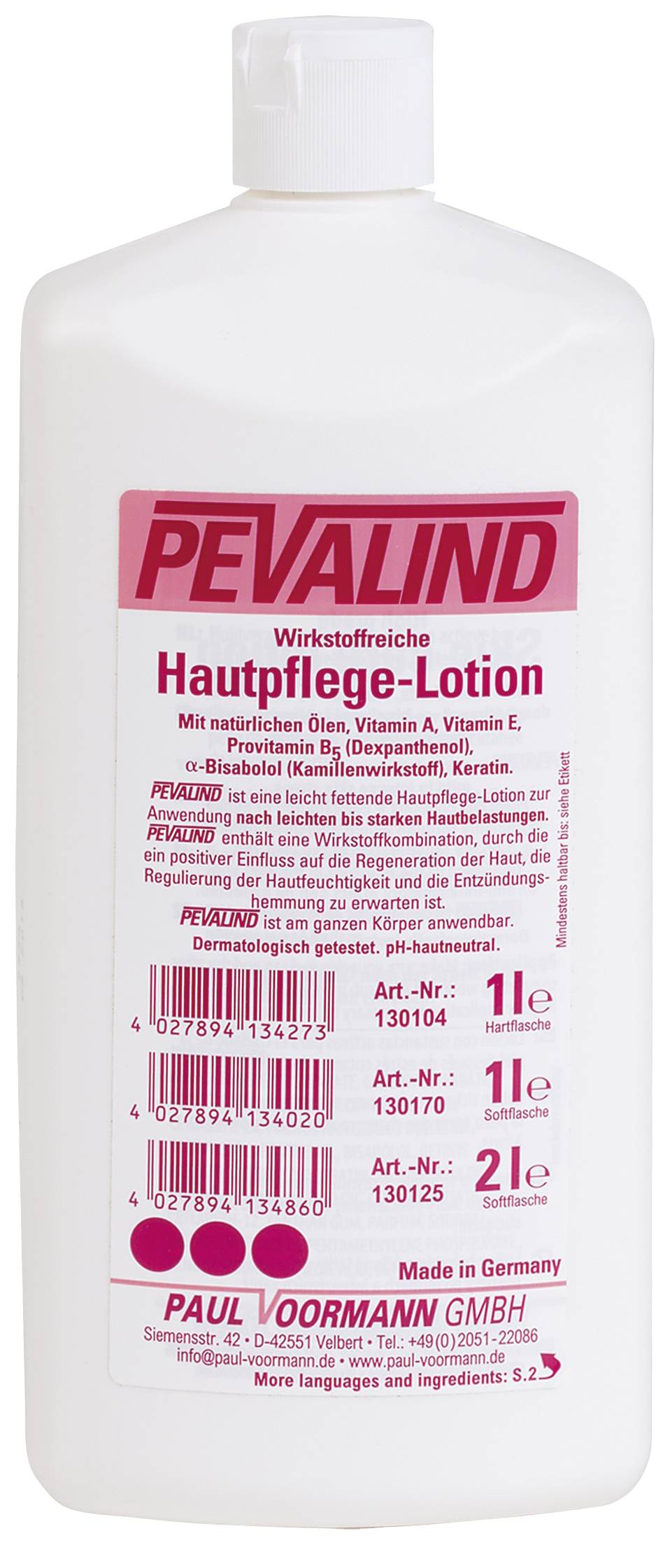 Paul Voormann Pevalind Hand Emulsion 1000 ml Crème pour la peau 1012155 1000 ml