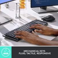 Logitech MX Mechanical (Tacticle Quiet) Bluetooth, radio Clavier allemand, QWERTZ graphite câble amovible, éclairé, rechargeable Logitech MX Mechanical (Tacticle Quiet) Bluetooth, radio Clavier allemand, QWERTZ graphite câble amovible, éclairé, rechargeable