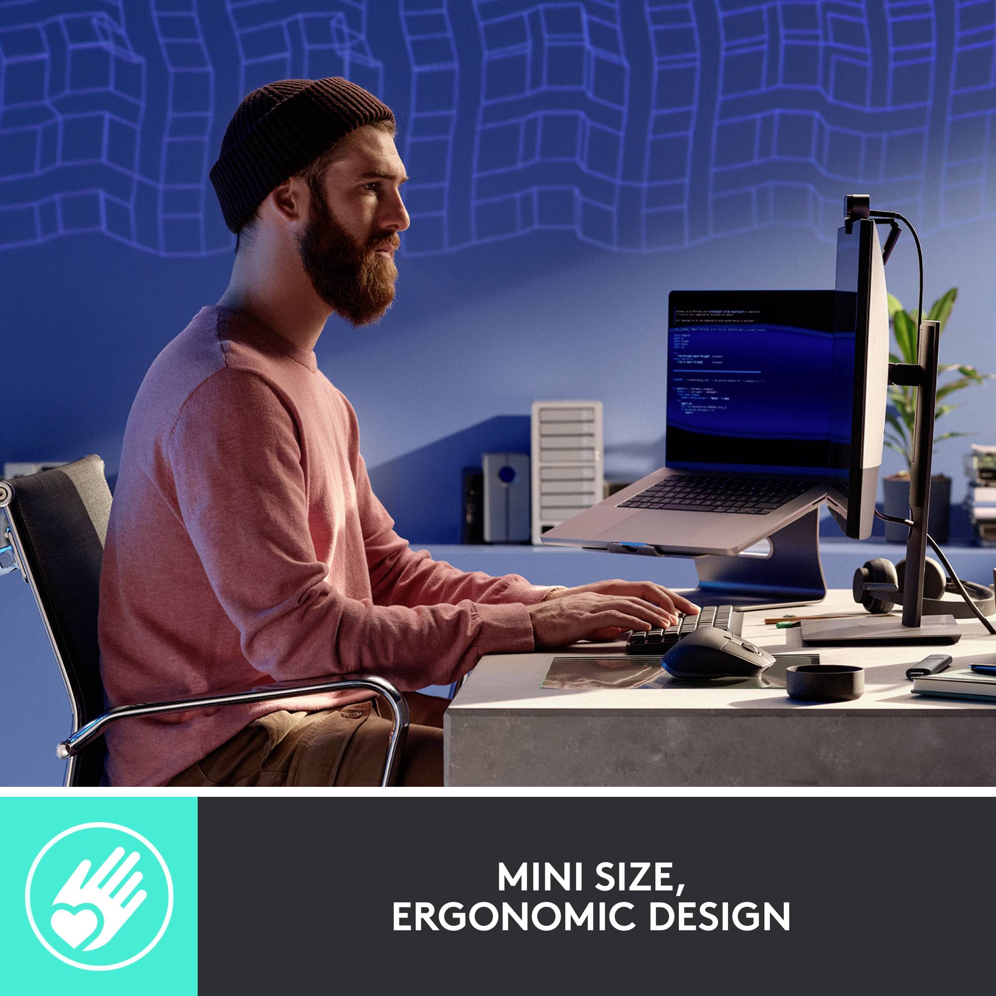 Logitech MX Mechanical Mini (Tacticle Quiet) Bluetooth, radio Clavier allemand, QWERTZ graphite câble amovible, éclairé