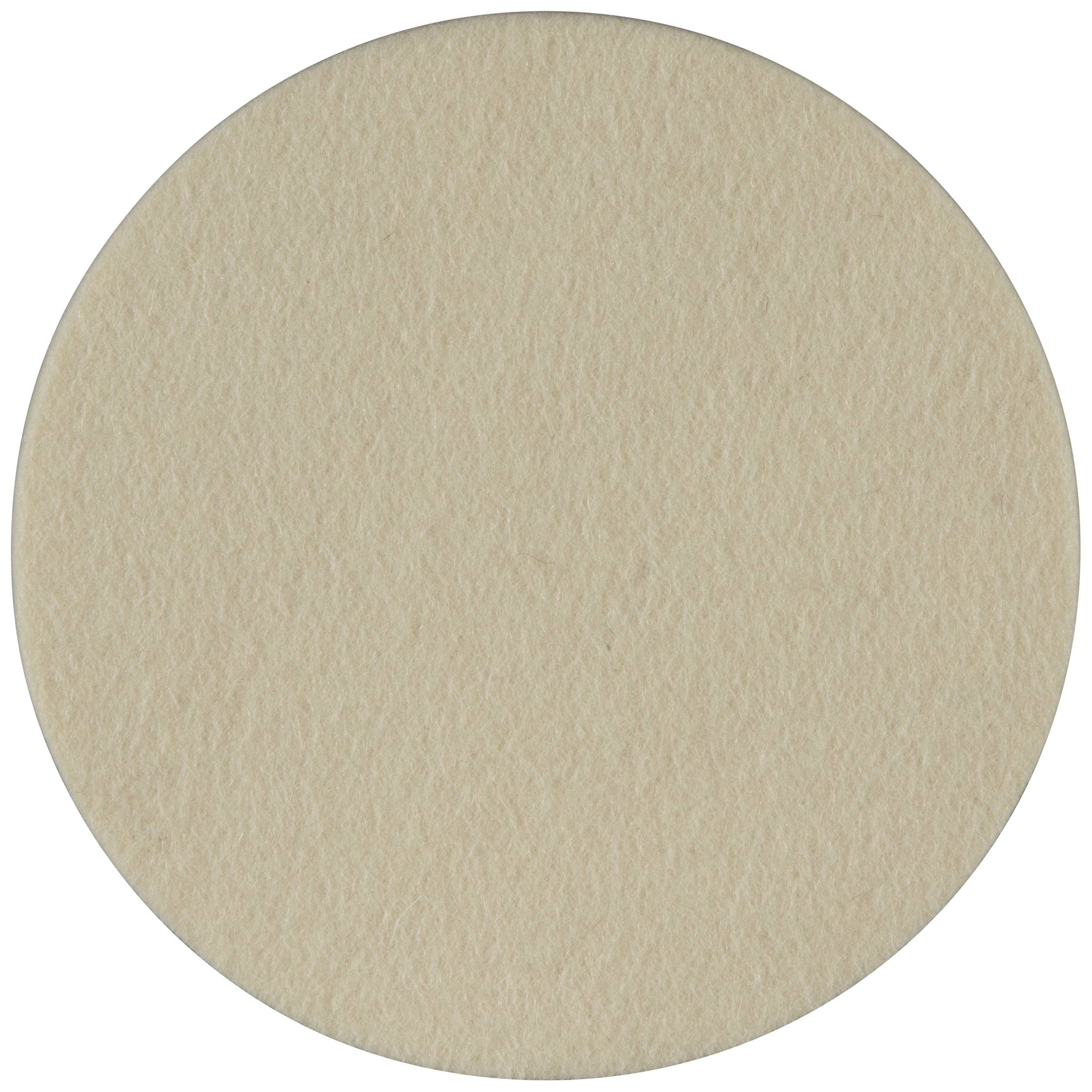 Cercle de feutre beige, plat et rond sur un fond blanc.