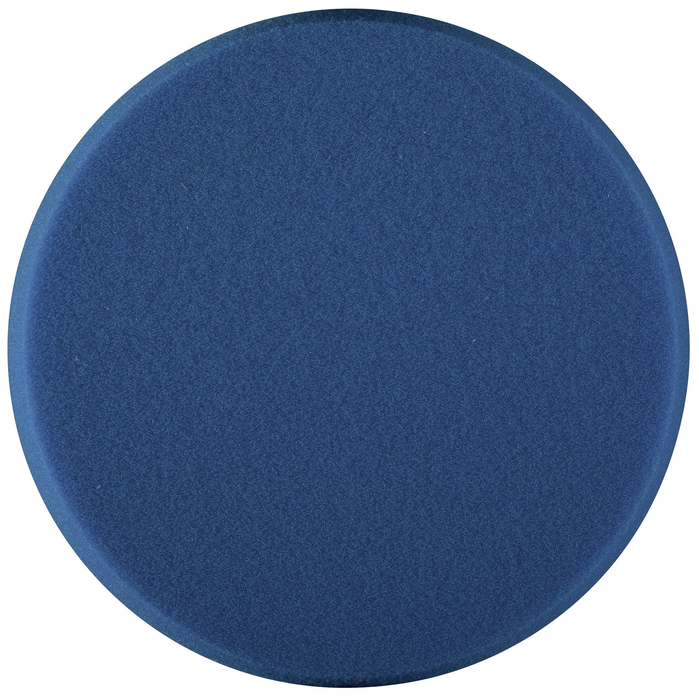 Une éponge ronde de couleur bleu foncé vue de dessus, teintée uniformément et sans motifs ou textures visibles.