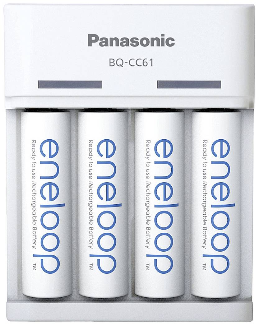 Panasonic BQ-CC61 + eneloop AA Chargeur de piles rondes NiMH LR03 (AAA), LR6 (AA)